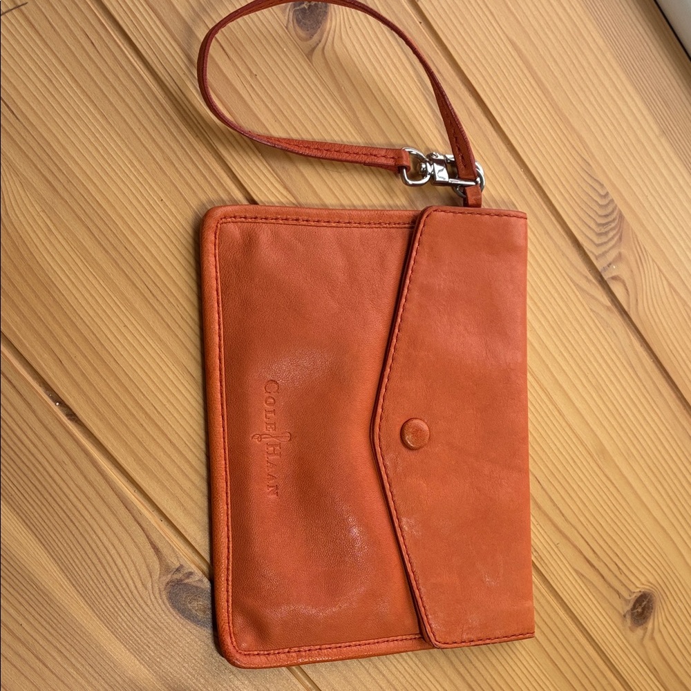 Cole Haan Orange Leather Wristlet